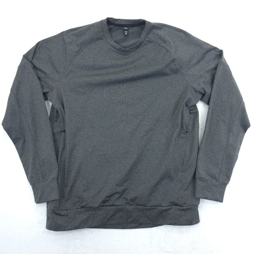 UNRL Sweatshirt Mens Medium Gray Logo Fleece Zip Pocket Crewneck Pullover